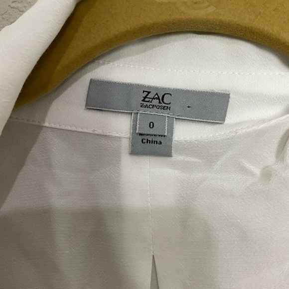 Zac Zac Posen White Button Down Shirt Black Piping - Picture 8 of 9